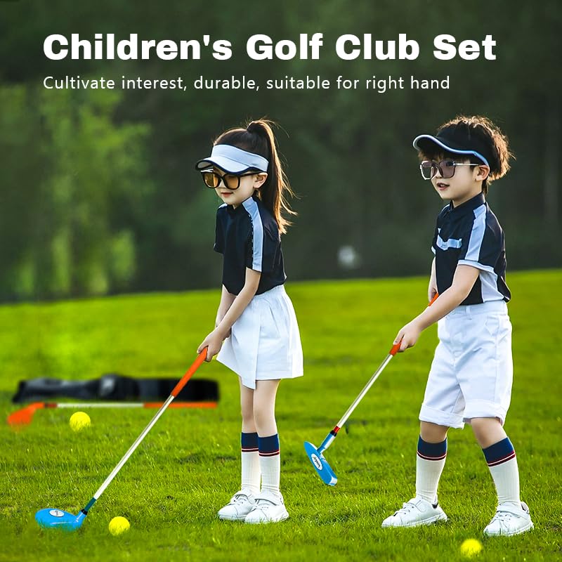 KONDAY Kids Golf Clubs Set Children Golf Set Yard Sports Tools Three Clubs with Carry Bag and Soft Balls (Blue) - Image 4
